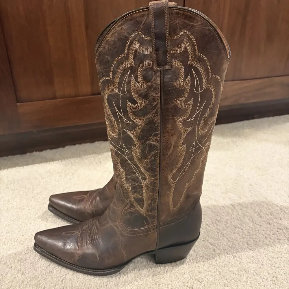 Shyanne Brown Leather Western Knee-High Cowboy Boots
